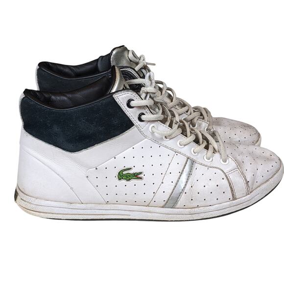 Lacoste Shoes Mens 9.5 High Top Sneakers Lace Up Leather Upper Retro Streetwear - Picture 12 of 14